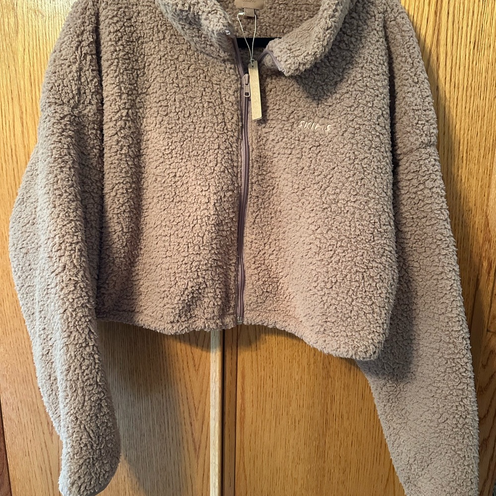 SKIMS high pile fleece crop Jacket, full zip, size 3X